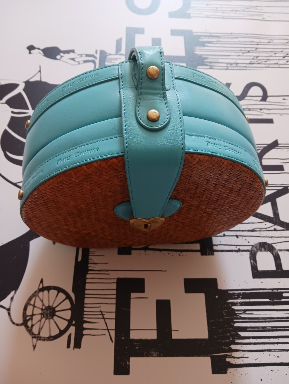 Vintage Juicy Couture Wicker/ Leather  Habdbag - Picture 11 of 15